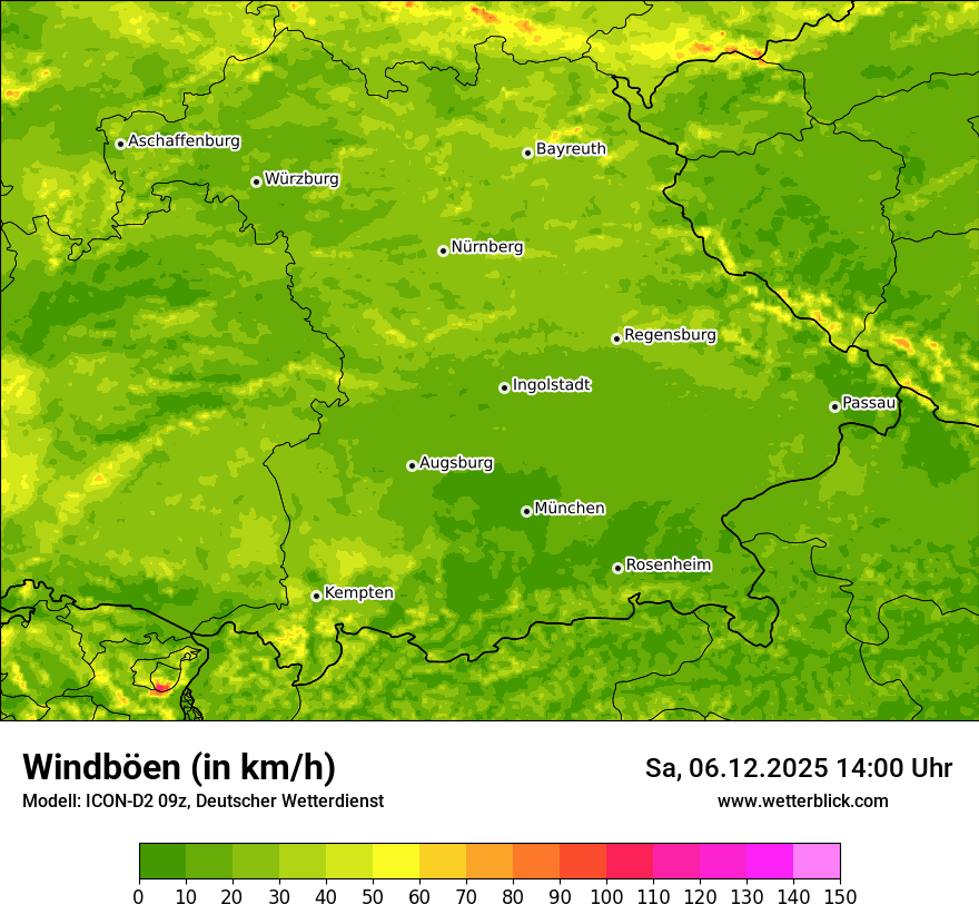 Modellkarten Windgeschwindigkeit