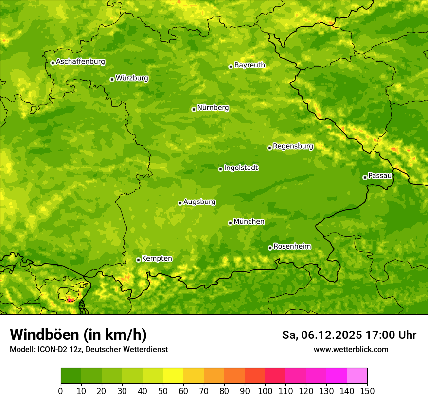 Modellkarten Windgeschwindigkeit
