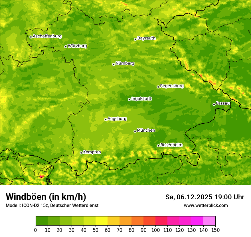 Modellkarten Windgeschwindigkeit