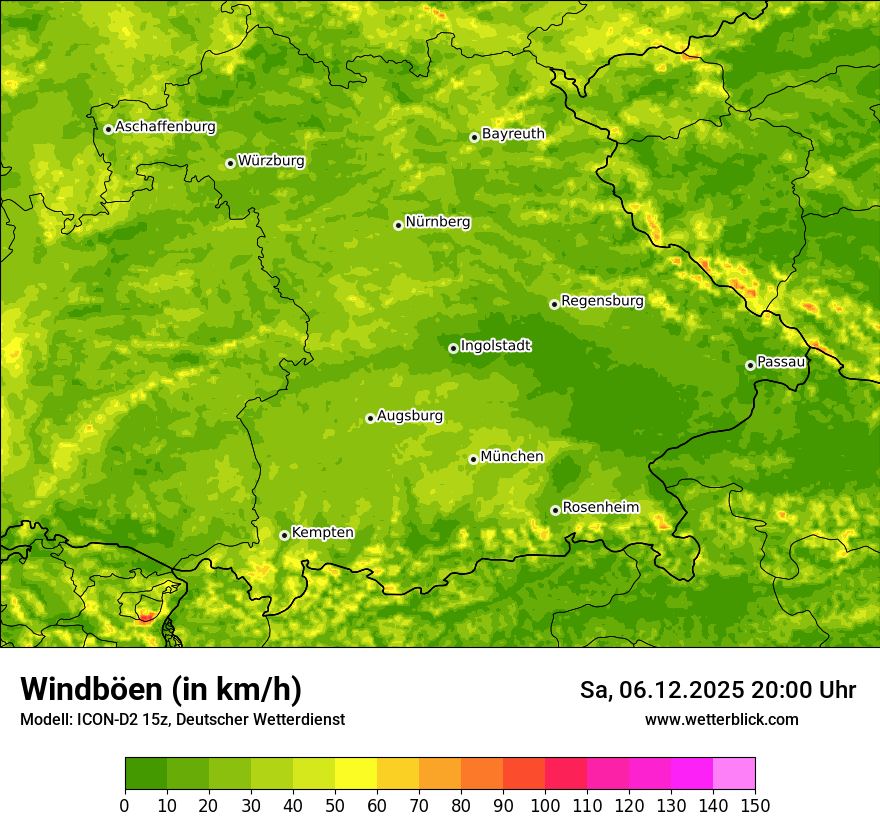 Modellkarten Windgeschwindigkeit