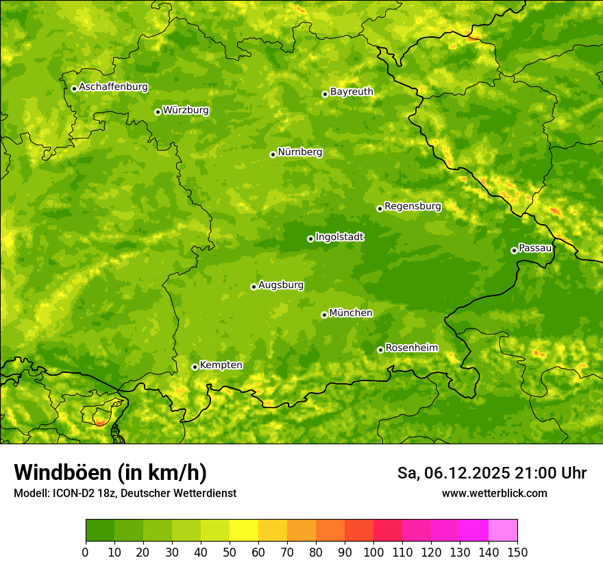 Modellkarten Windgeschwindigkeit
