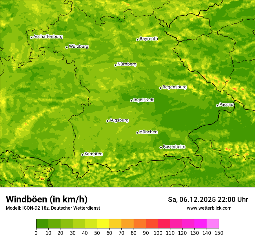 Modellkarten Windgeschwindigkeit