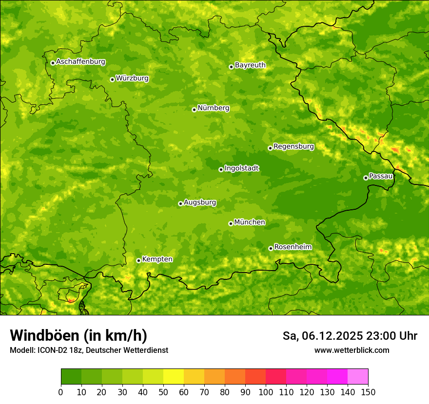 Modellkarten Windgeschwindigkeit