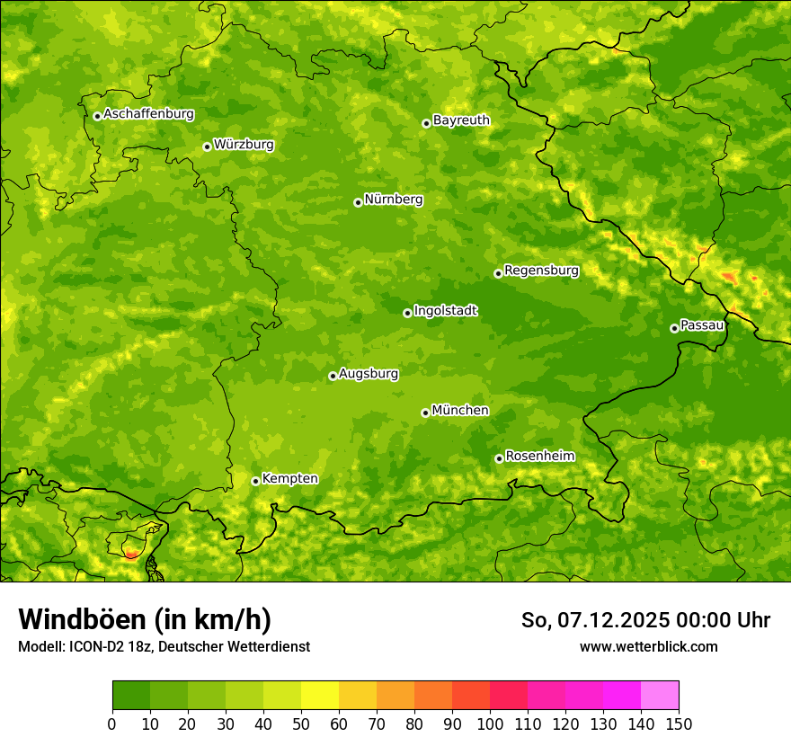 Modellkarten Windgeschwindigkeit