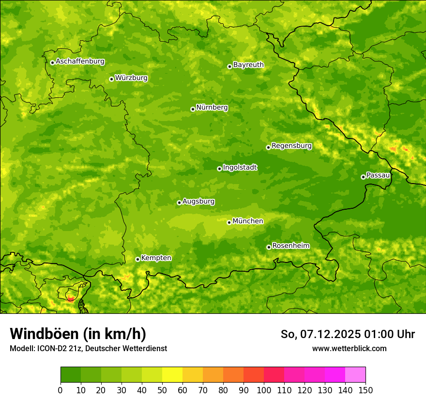Modellkarten Windgeschwindigkeit