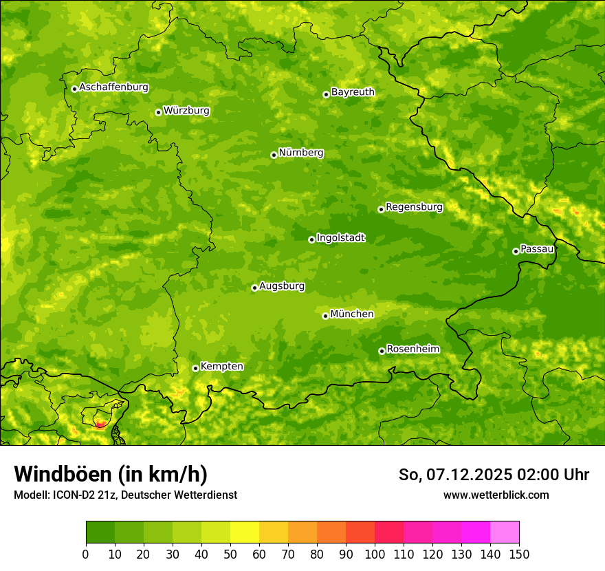 Modellkarten Windgeschwindigkeit