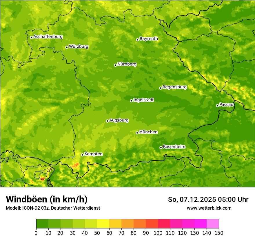 Modellkarten Windgeschwindigkeit