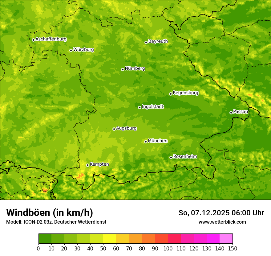 Modellkarten Windgeschwindigkeit