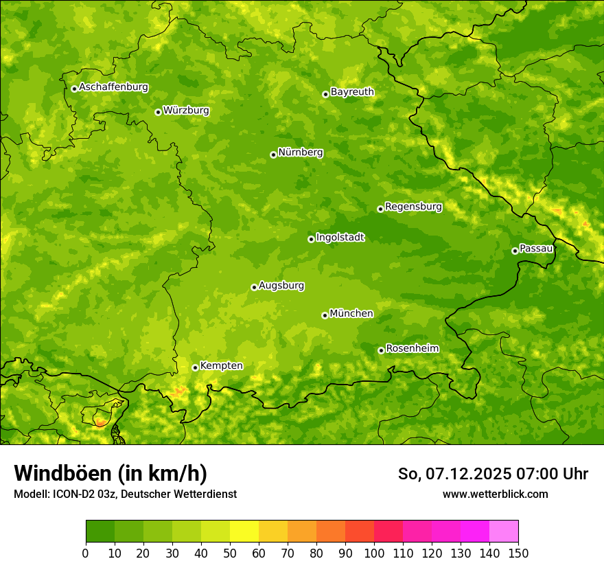 Modellkarten Windgeschwindigkeit