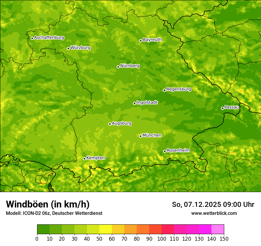 Modellkarten Windgeschwindigkeit