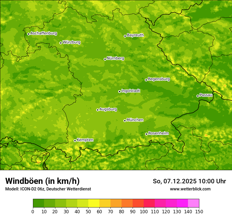 Modellkarten Windgeschwindigkeit
