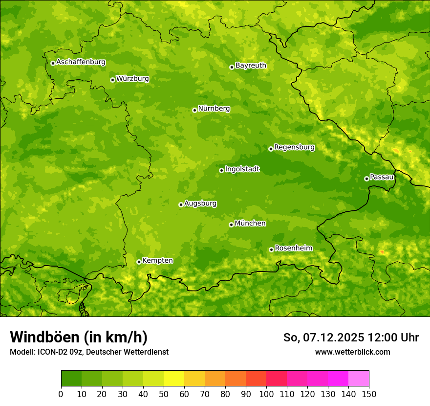 Modellkarten Windgeschwindigkeit