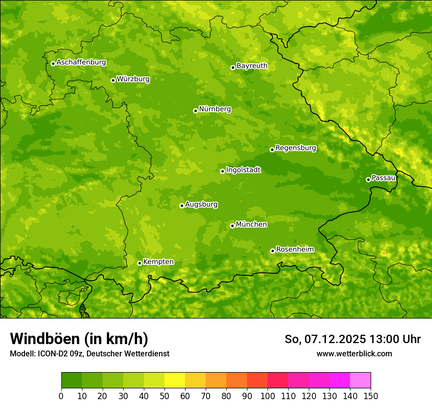 Modellkarten Windgeschwindigkeit