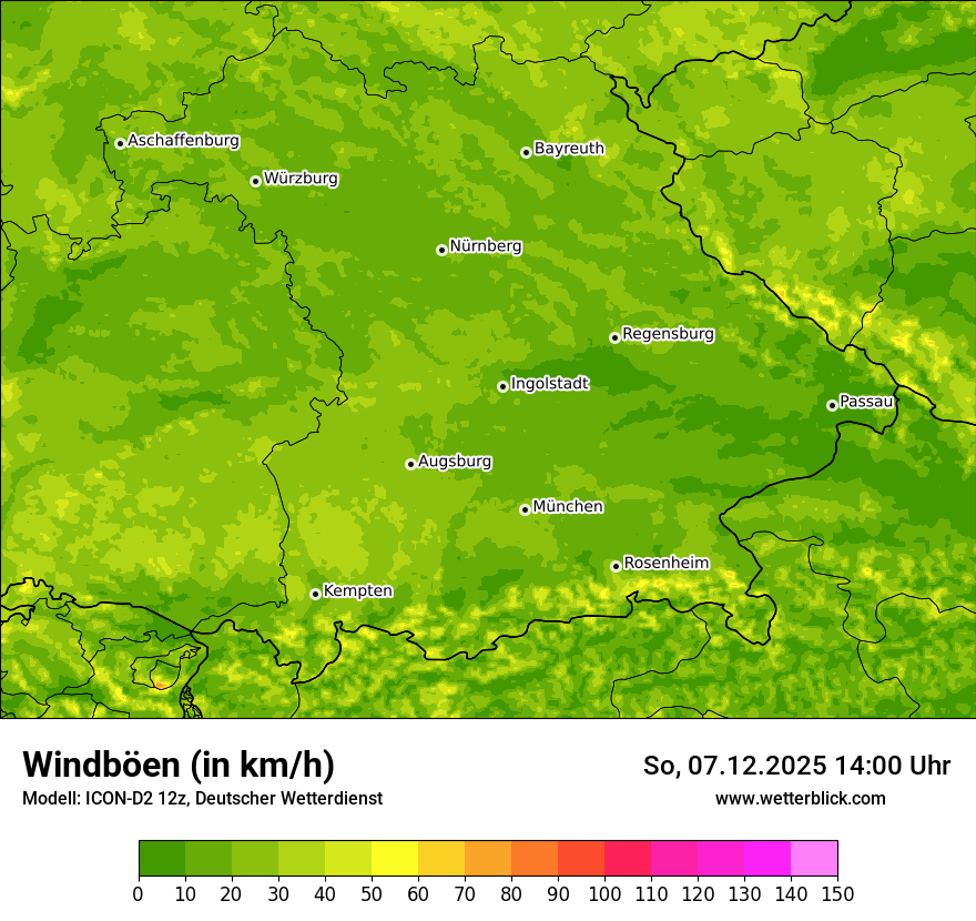 Modellkarten Windgeschwindigkeit
