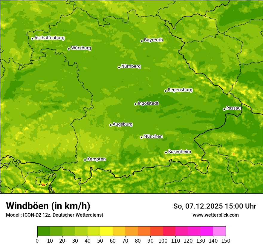 Modellkarten Windgeschwindigkeit