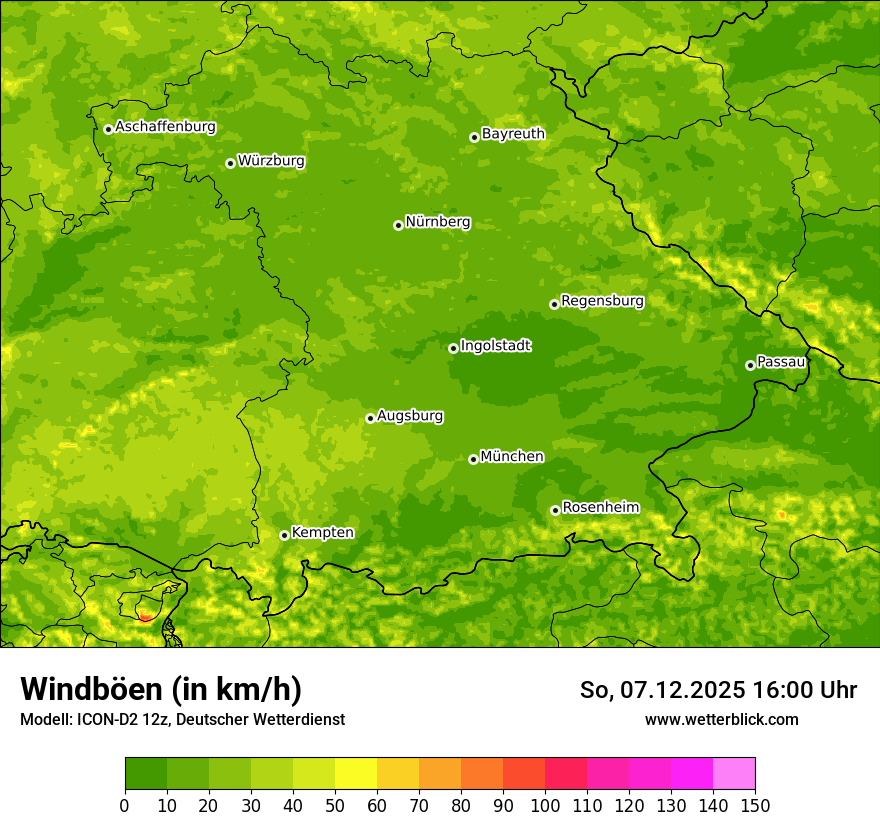 Modellkarten Windgeschwindigkeit