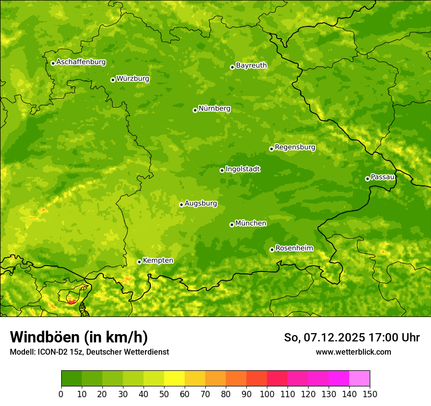 Modellkarten Windgeschwindigkeit