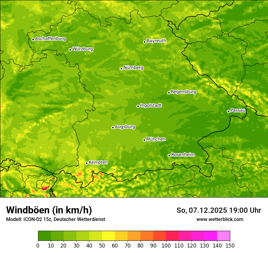Modellkarten Windgeschwindigkeit