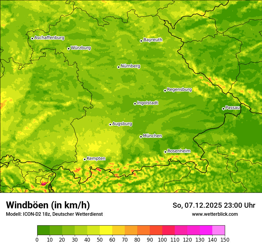 Modellkarten Windgeschwindigkeit