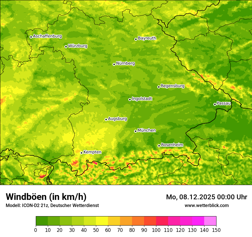Modellkarten Windgeschwindigkeit