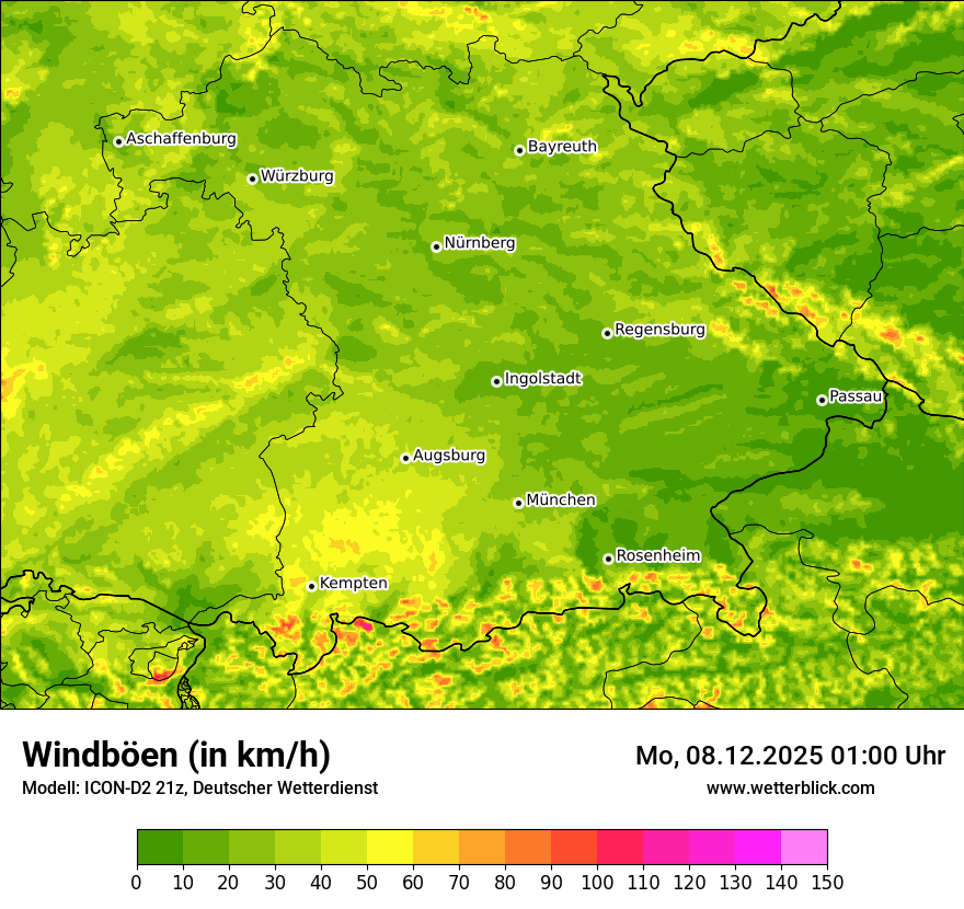 Modellkarten Windgeschwindigkeit