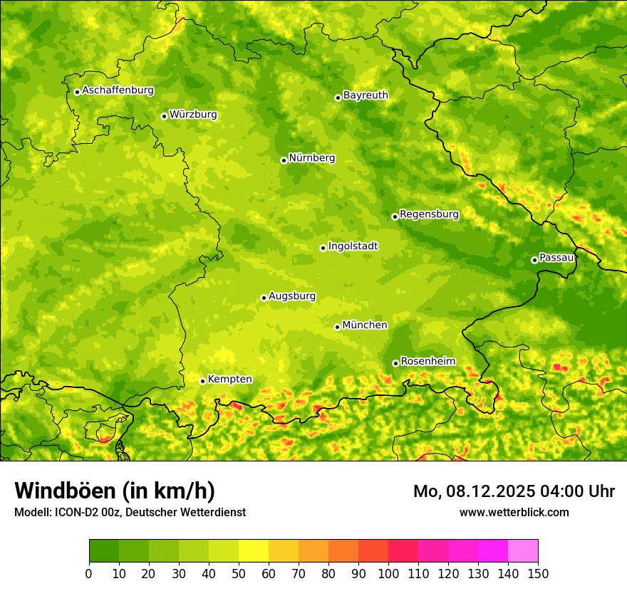 Modellkarten Windgeschwindigkeit