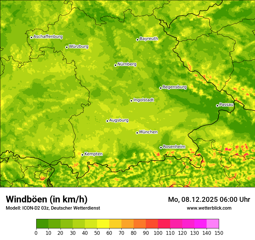 Modellkarten Windgeschwindigkeit