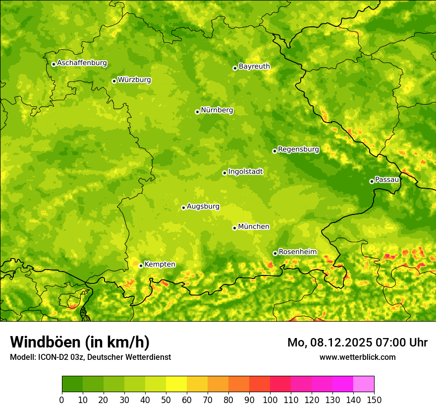 Modellkarten Windgeschwindigkeit