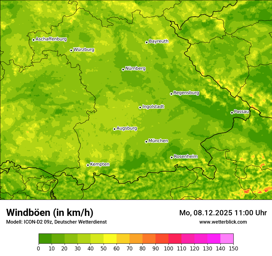 Modellkarten Windgeschwindigkeit