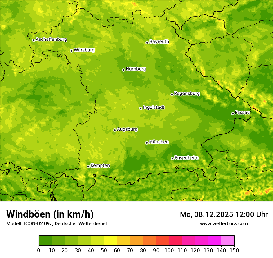 Modellkarten Windgeschwindigkeit
