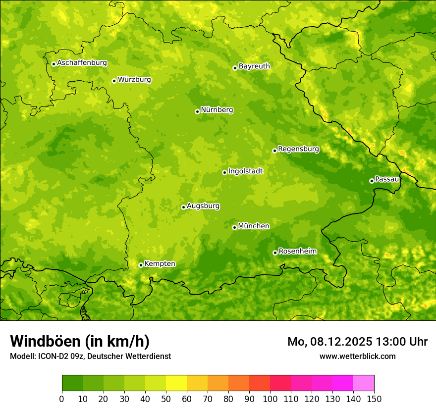 Modellkarten Windgeschwindigkeit