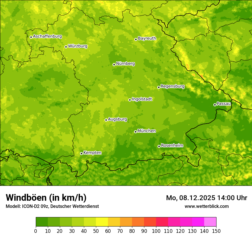 Modellkarten Windgeschwindigkeit