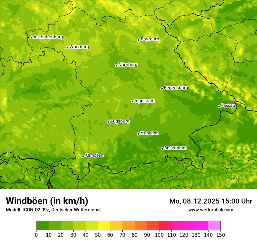 Modellkarten Windgeschwindigkeit