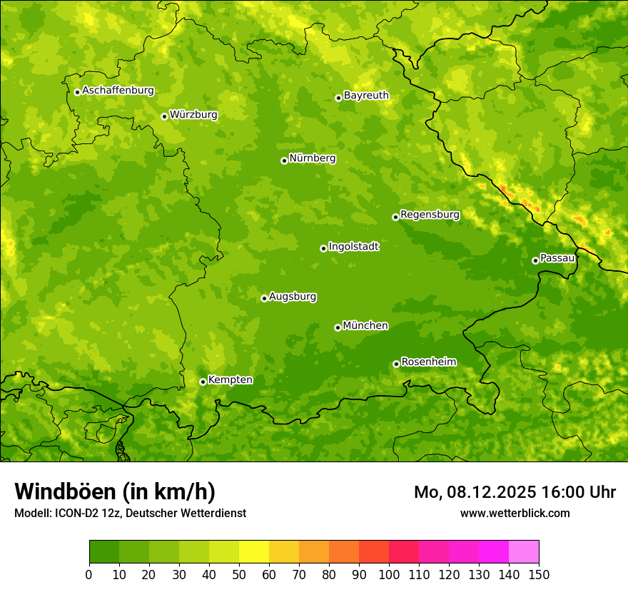Modellkarten Windgeschwindigkeit