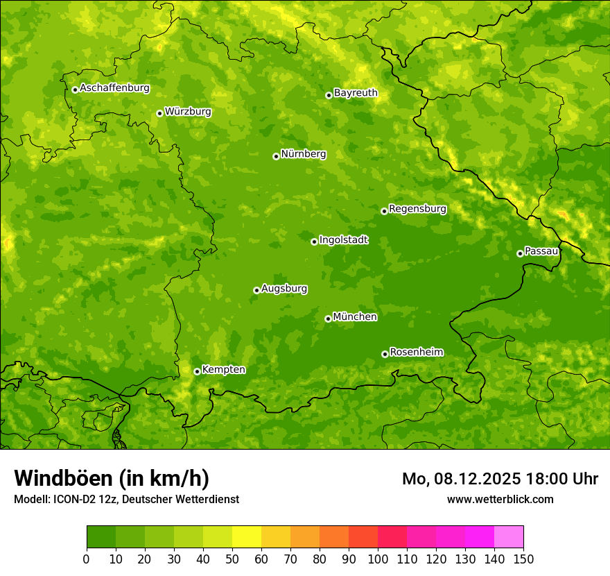 Modellkarten Windgeschwindigkeit
