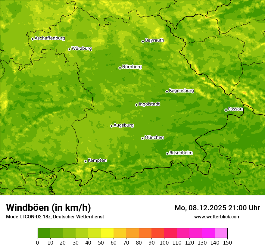 Modellkarten Windgeschwindigkeit