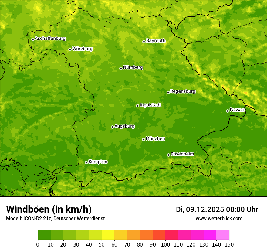 Modellkarten Windgeschwindigkeit