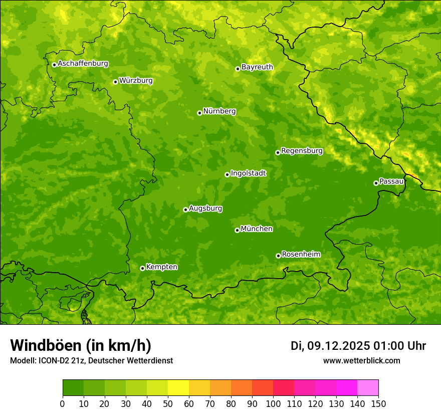 Modellkarten Windgeschwindigkeit