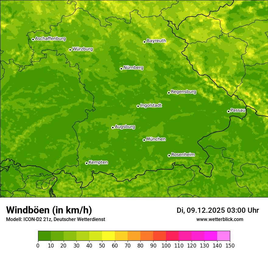 Modellkarten Windgeschwindigkeit