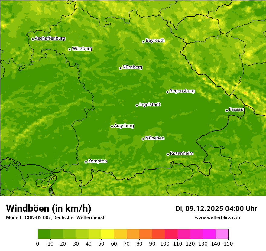 Modellkarten Windgeschwindigkeit