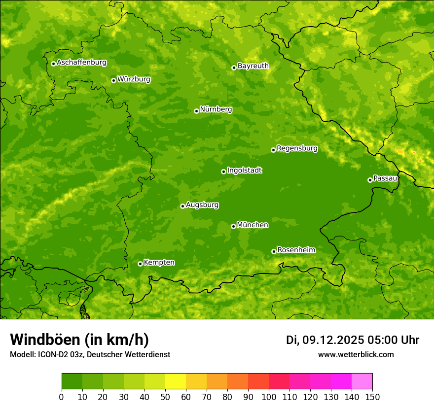 Modellkarten Windgeschwindigkeit
