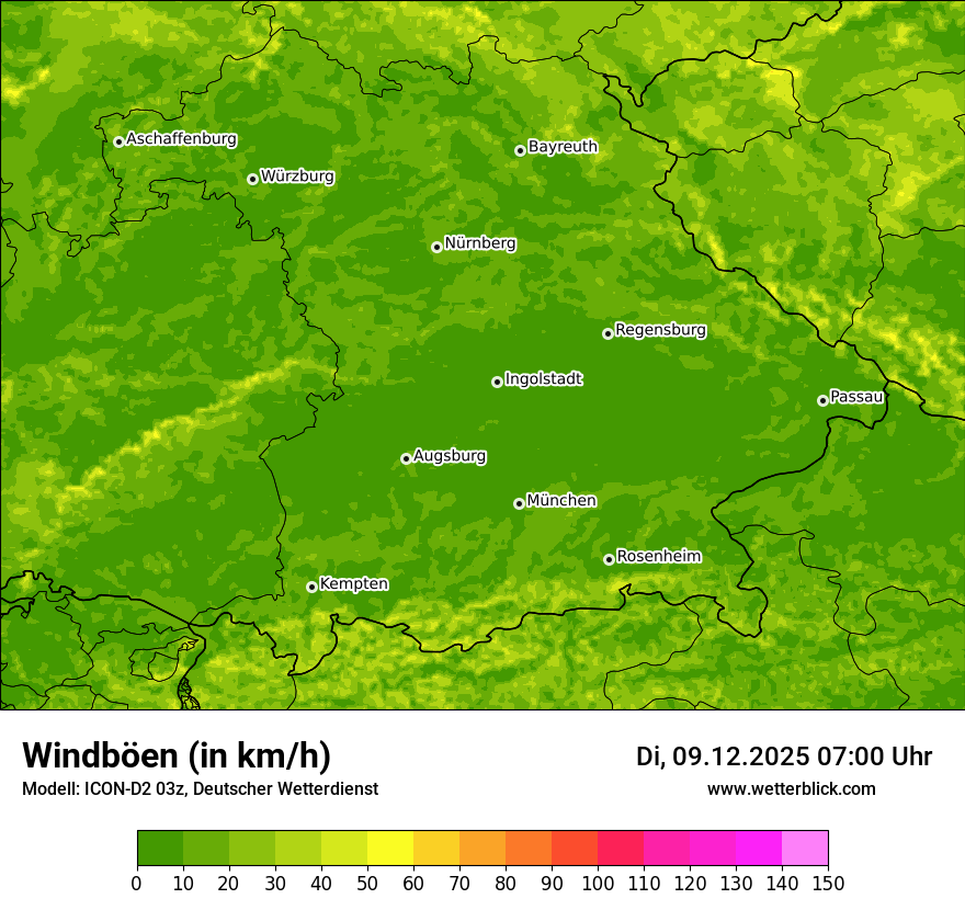 Modellkarten Windgeschwindigkeit