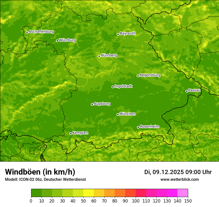 Modellkarten Windgeschwindigkeit