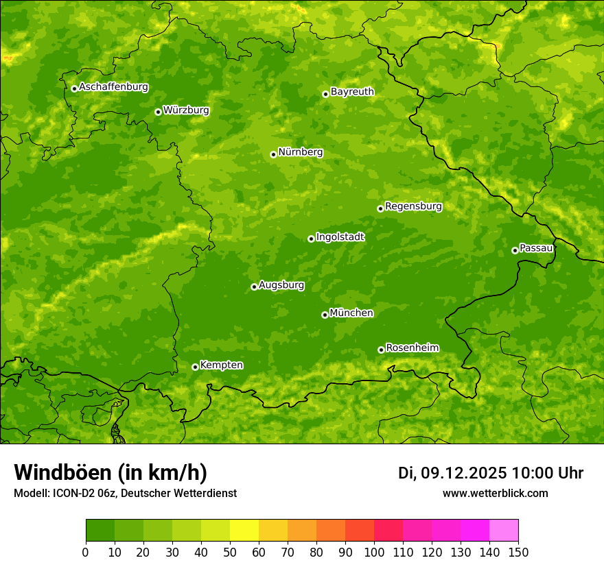 Modellkarten Windgeschwindigkeit