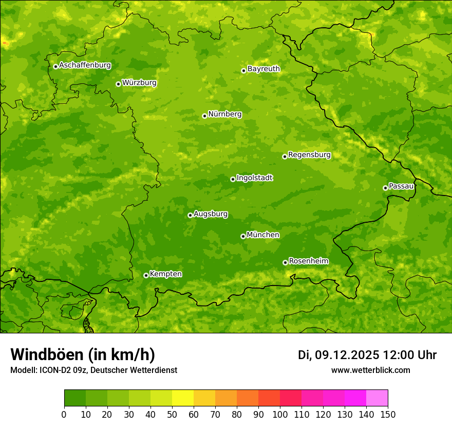 Modellkarten Windgeschwindigkeit