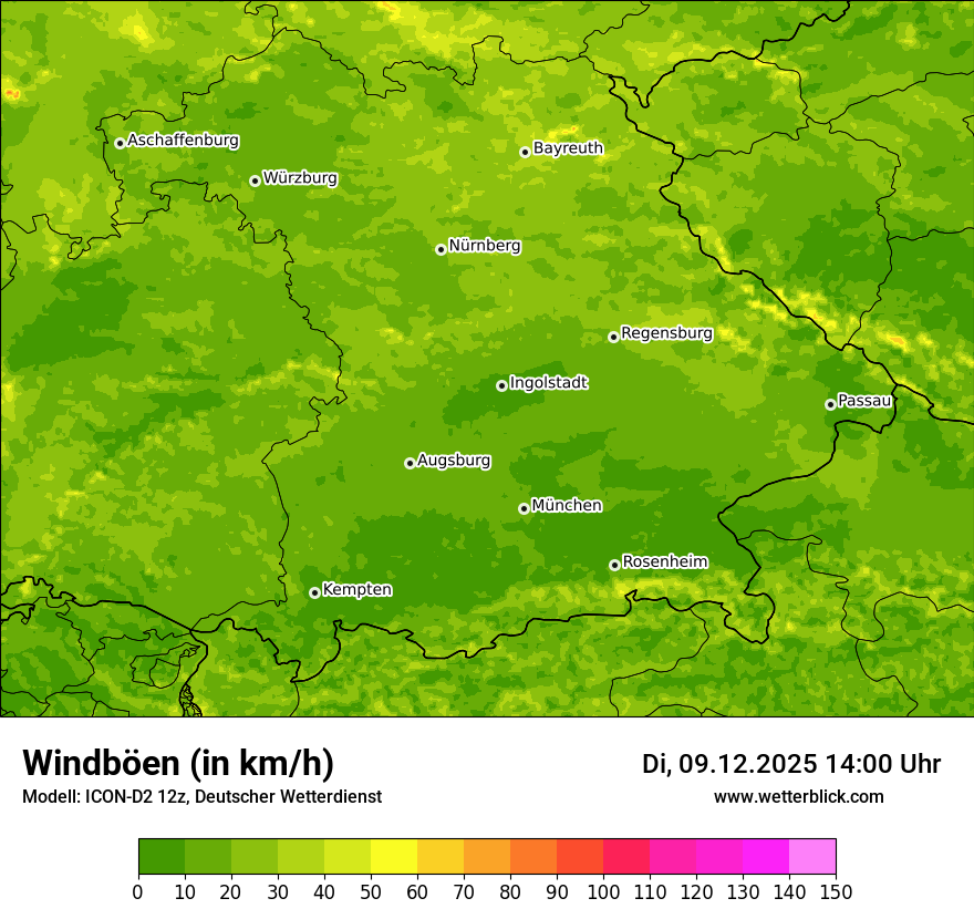 Modellkarten Windgeschwindigkeit