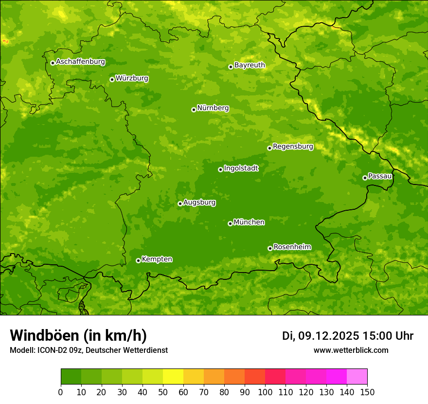 Modellkarten Windgeschwindigkeit