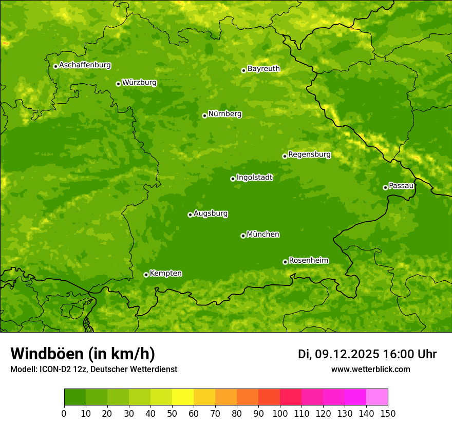 Modellkarten Windgeschwindigkeit