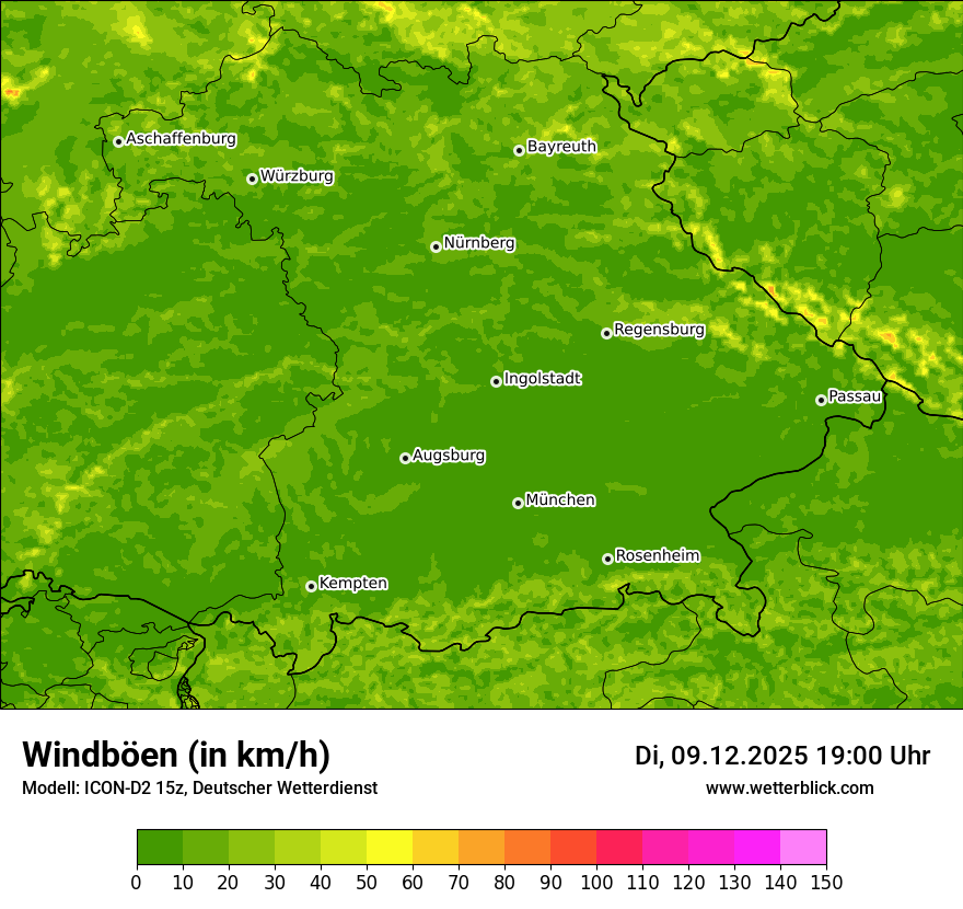 Modellkarten Windgeschwindigkeit
