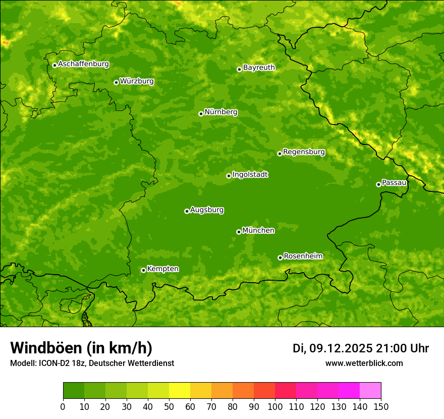 Modellkarten Windgeschwindigkeit